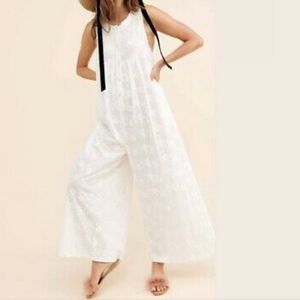 Free People Embroidered Wide Leg Jumpsuit